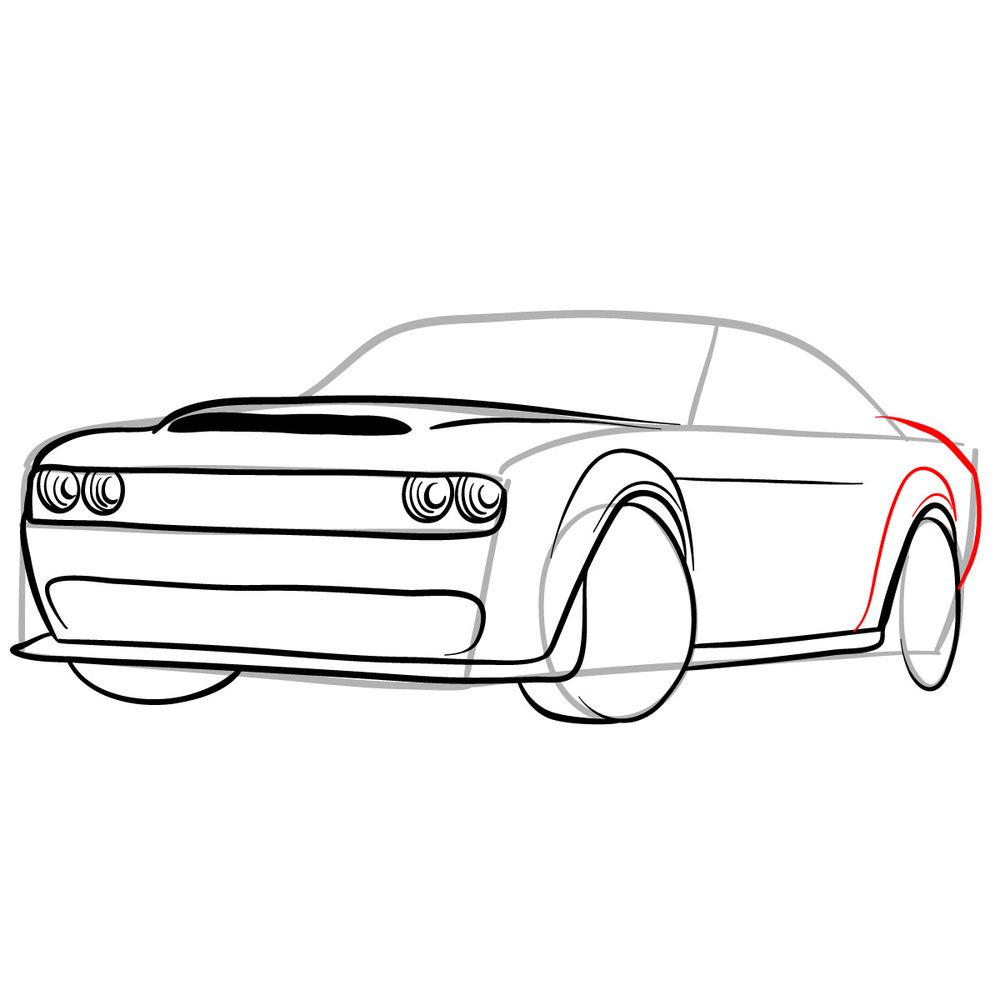 How to draw 2018 Dodge Challenger SRT Demon - step 12