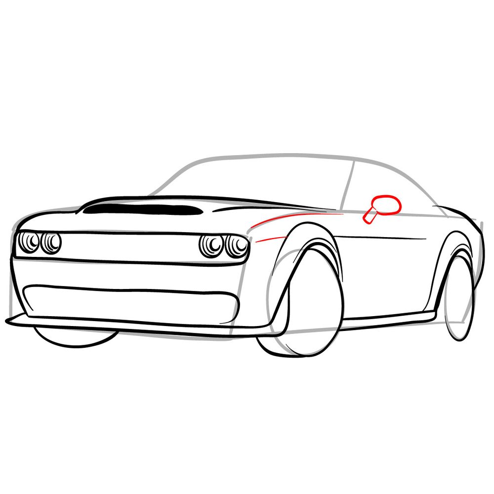 How to draw 2018 Dodge Challenger SRT Demon - step 13
