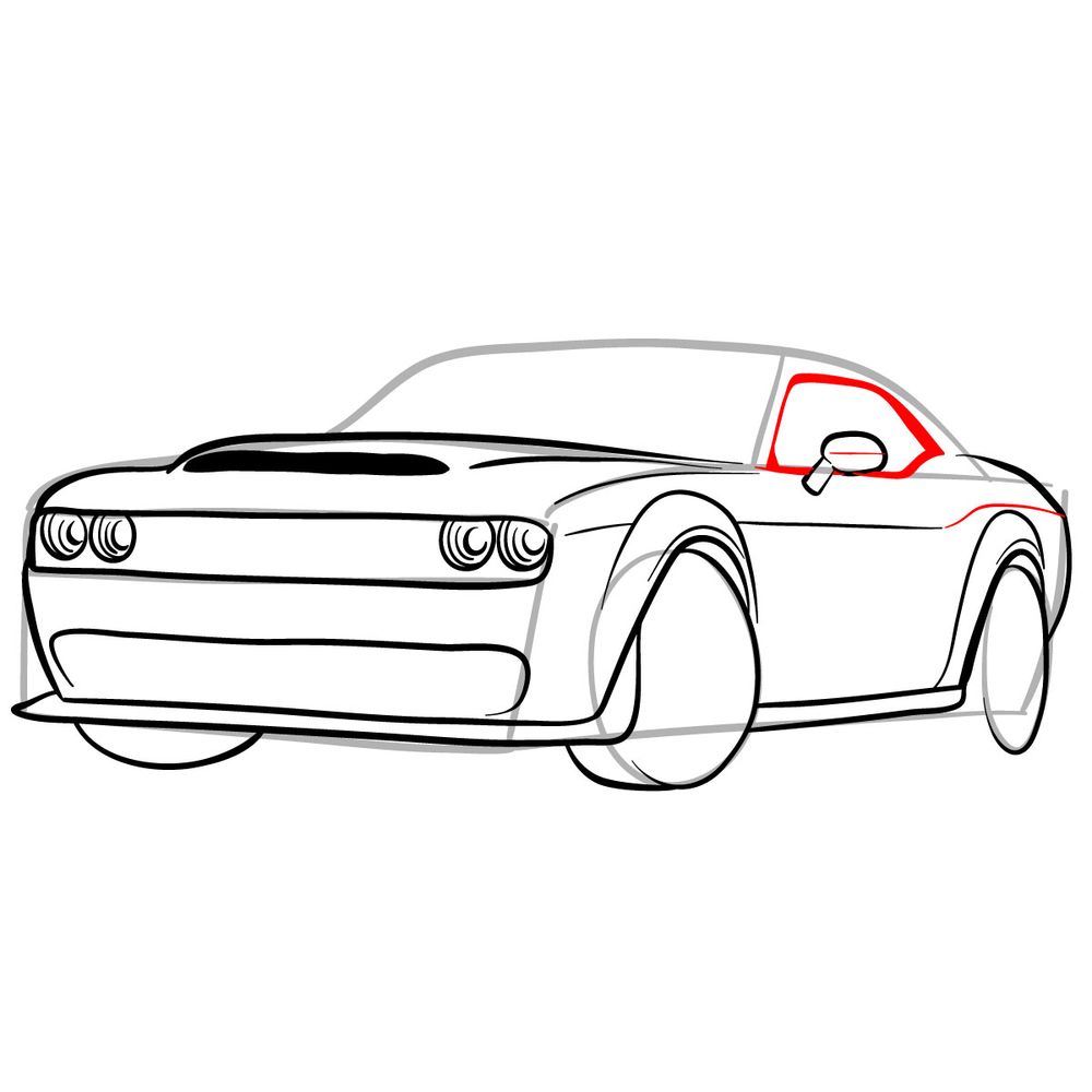 How to draw 2018 Dodge Challenger SRT Demon - step 14