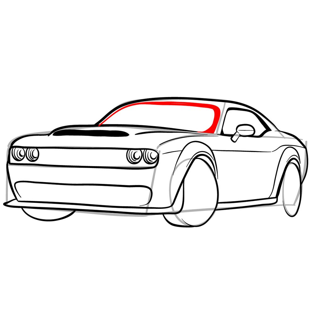 How to draw 2018 Dodge Challenger SRT Demon - step 16