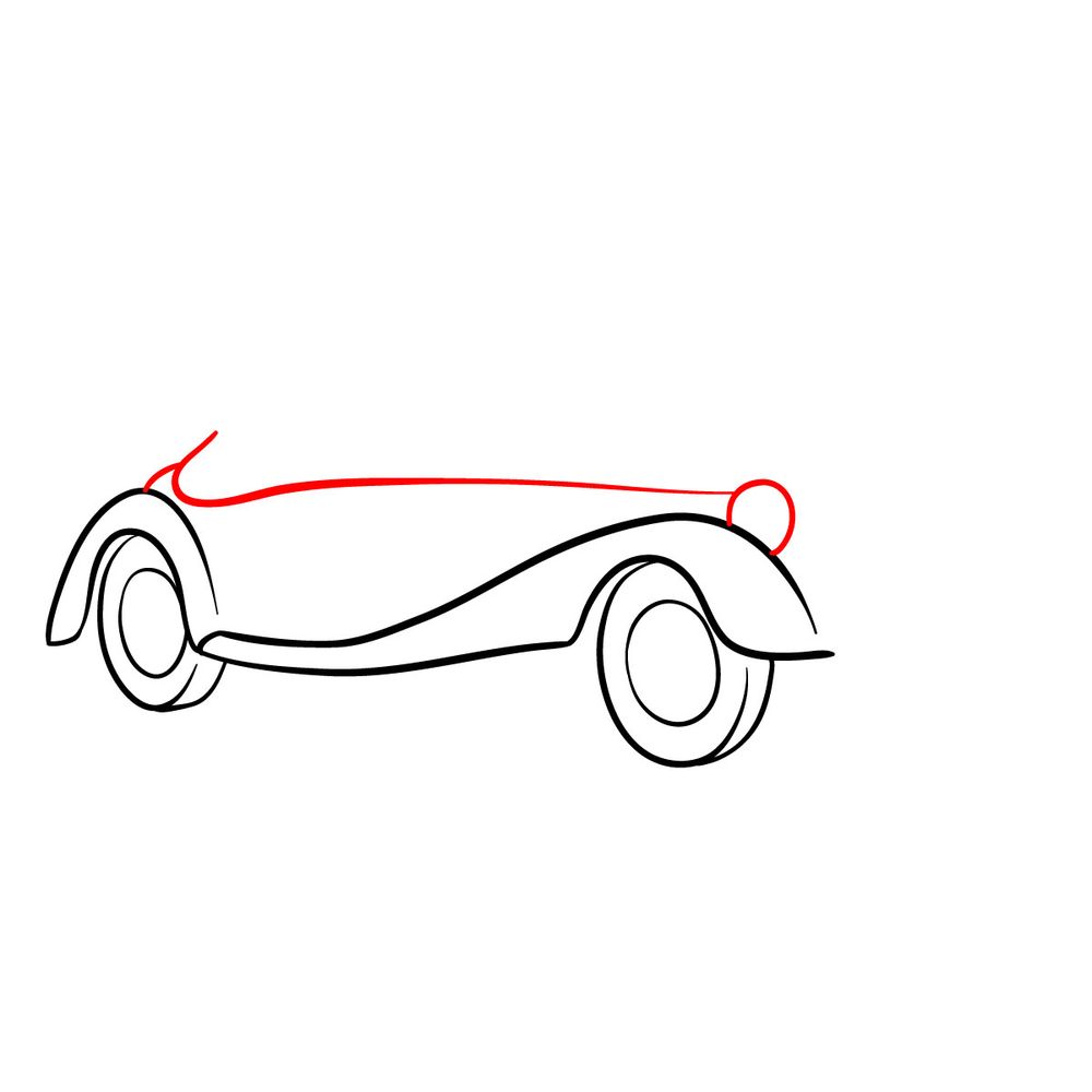 How to draw Mercedes-Benz 540 K Special Roadster 1934 - step 05