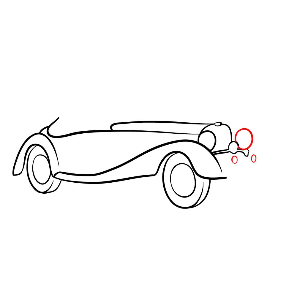 How to draw Mercedes-Benz 540 K Special Roadster 1934 - step 08