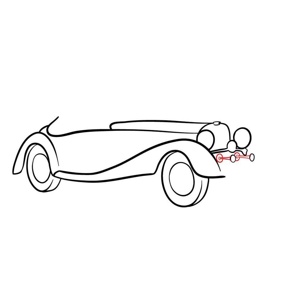 How to draw Mercedes-Benz 540 K Special Roadster 1934 - step 09