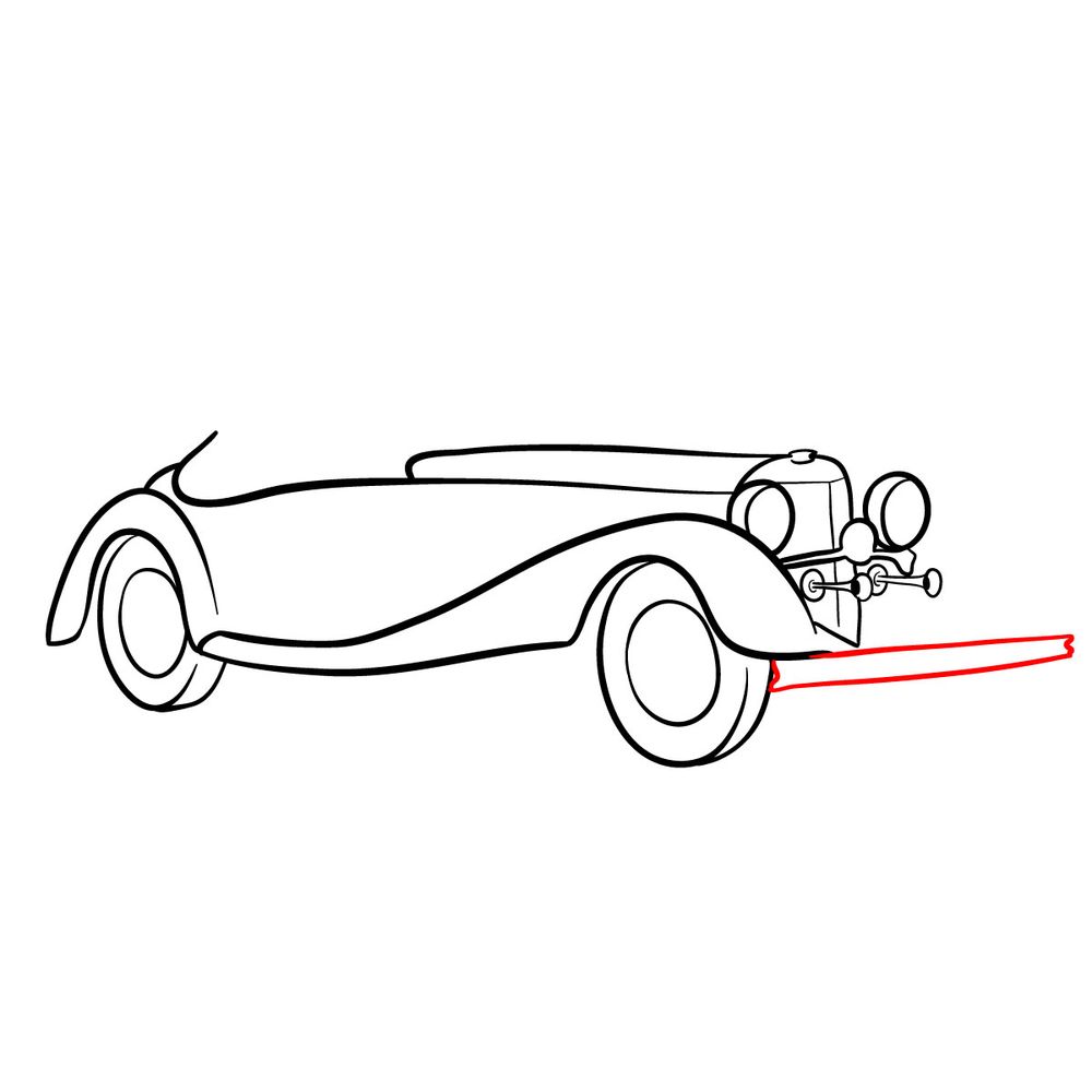 How to draw Mercedes-Benz 540 K Special Roadster 1934 - step 11