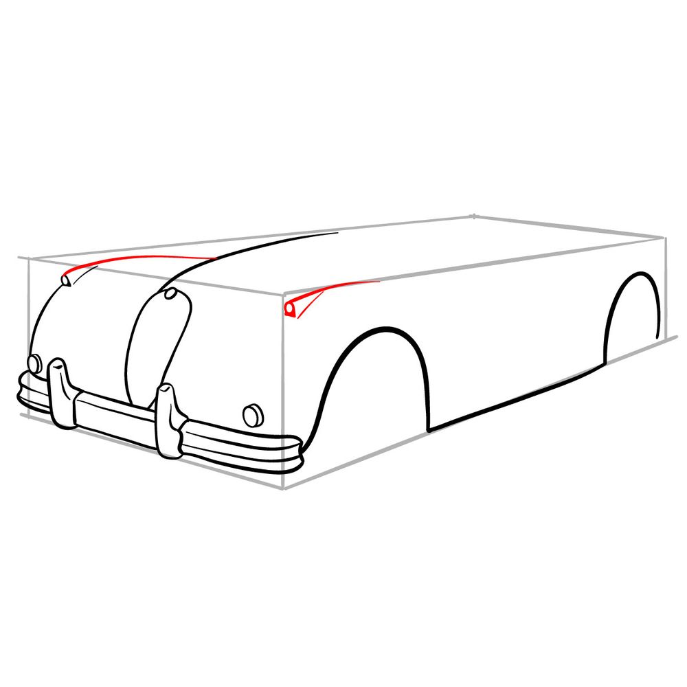 How to draw Jaguar XK140 1954 - step 08