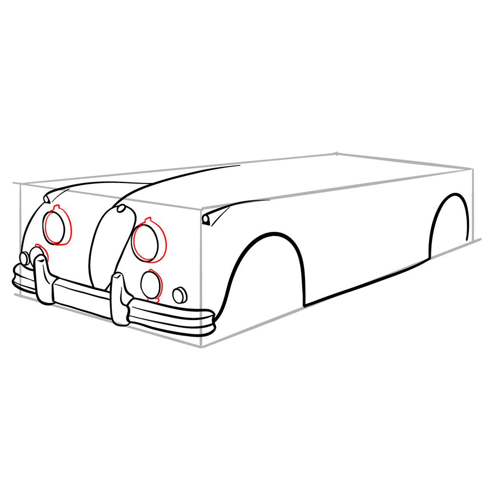 How to draw Jaguar XK140 1954 - step 10