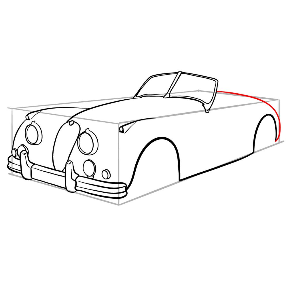 How to draw Jaguar XK140 1954 - step 14