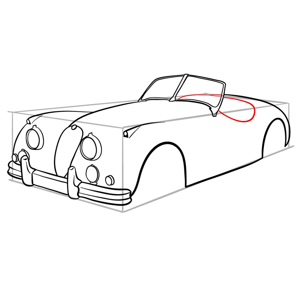 How to draw Jaguar XK140 1954 - step 15