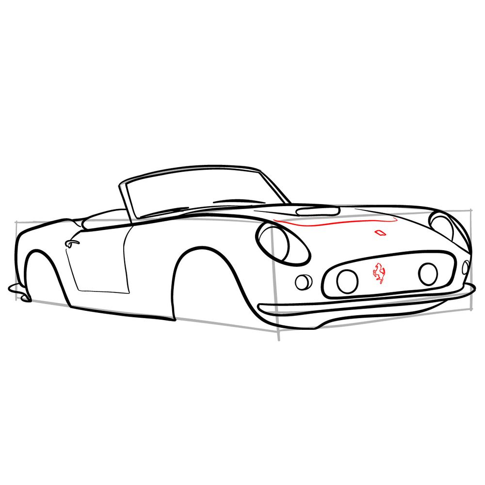 How to draw Ferrari 250 GT Spyder 1962 - step 17