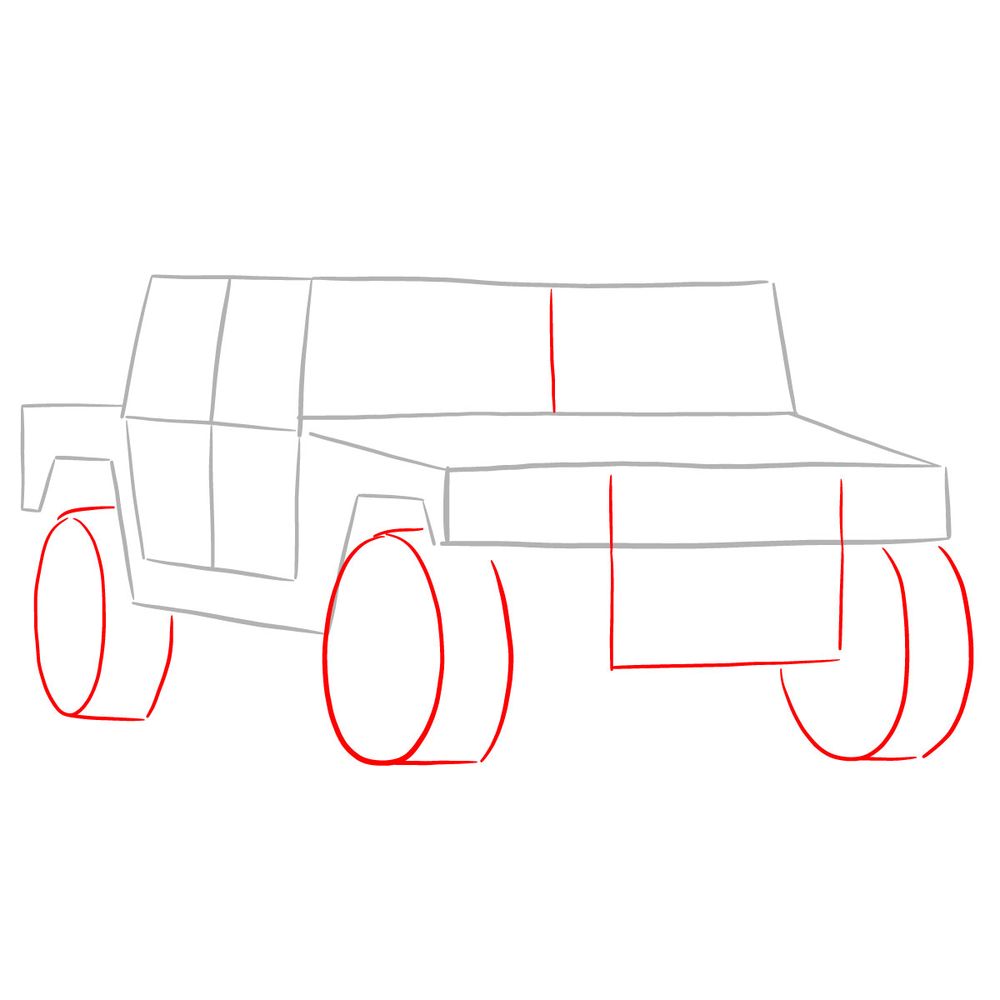 How to draw Hummer H1 Alpha 2006 - step 03