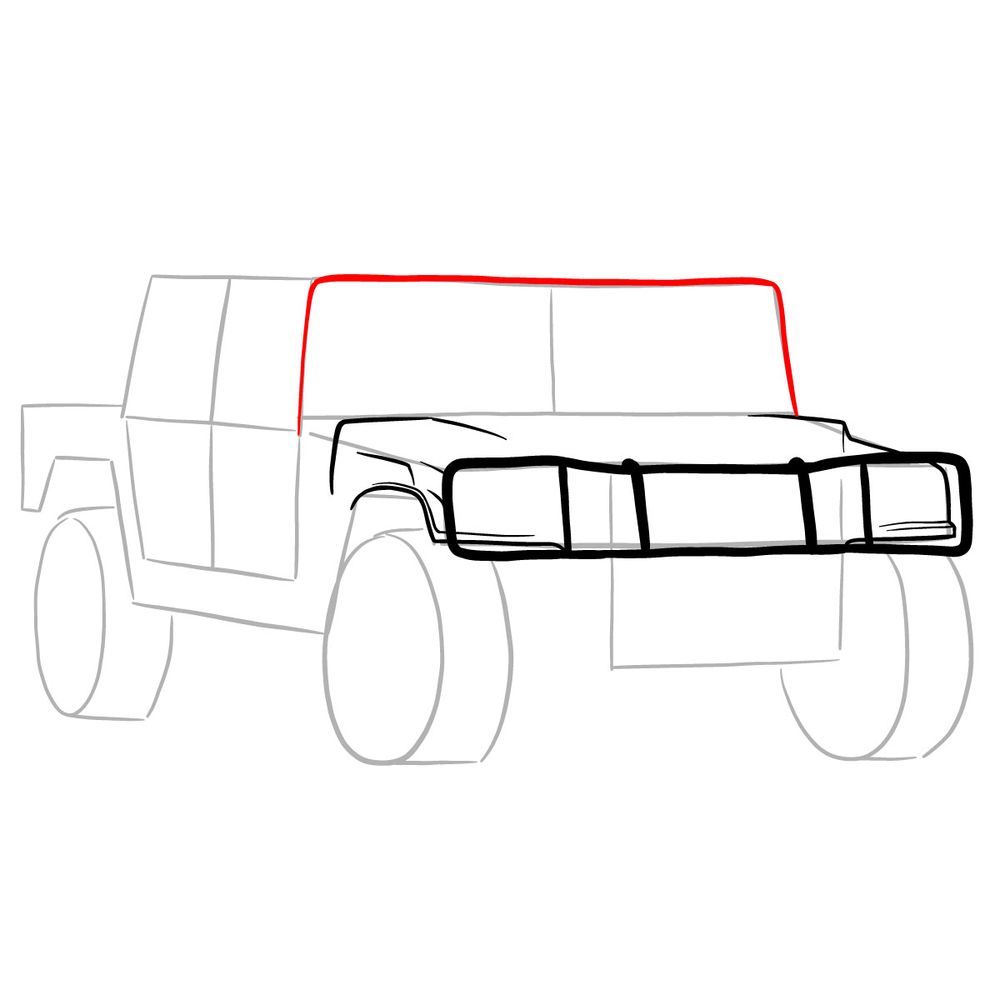 How to draw Hummer H1 Alpha 2006 - step 08