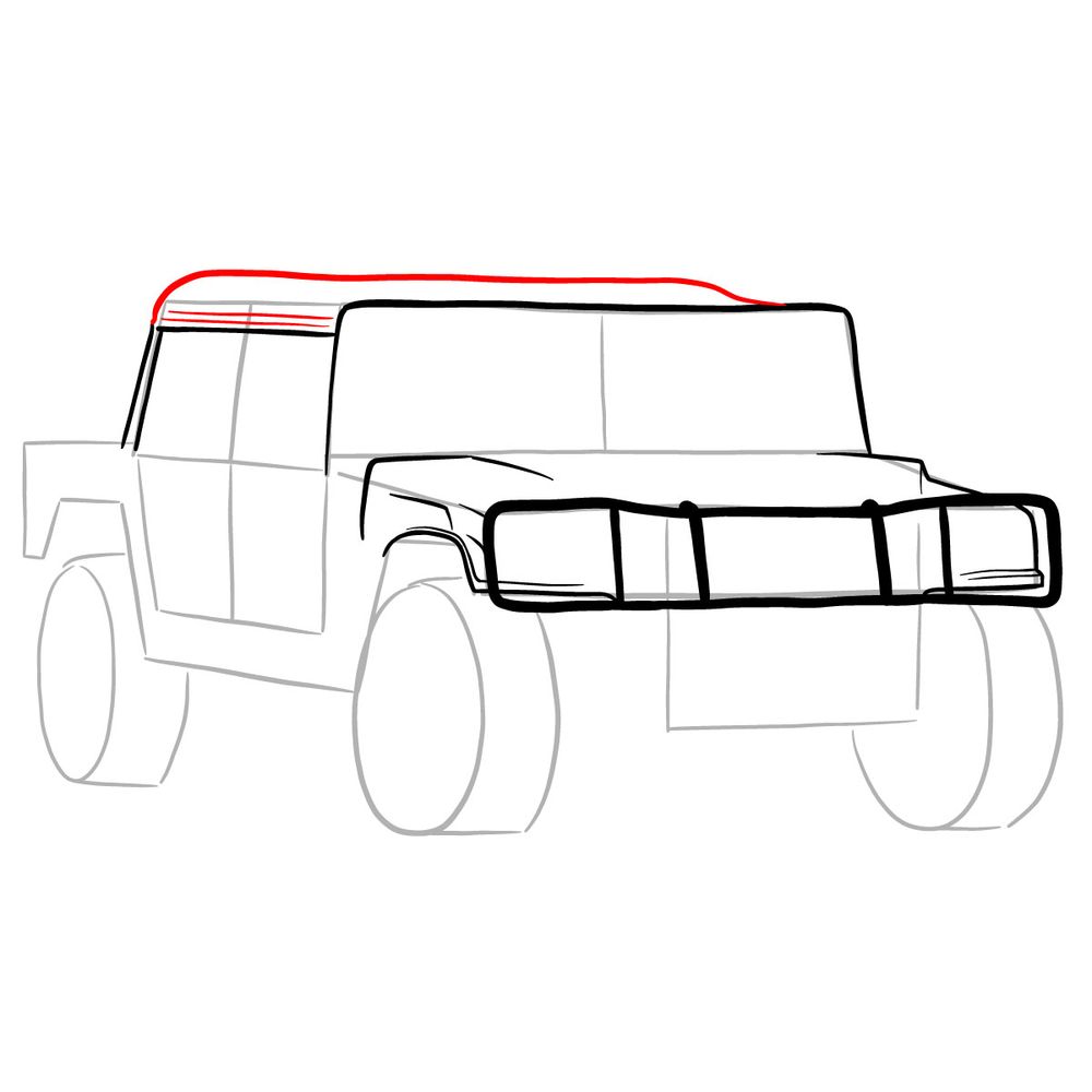 How to draw Hummer H1 Alpha 2006 - step 10