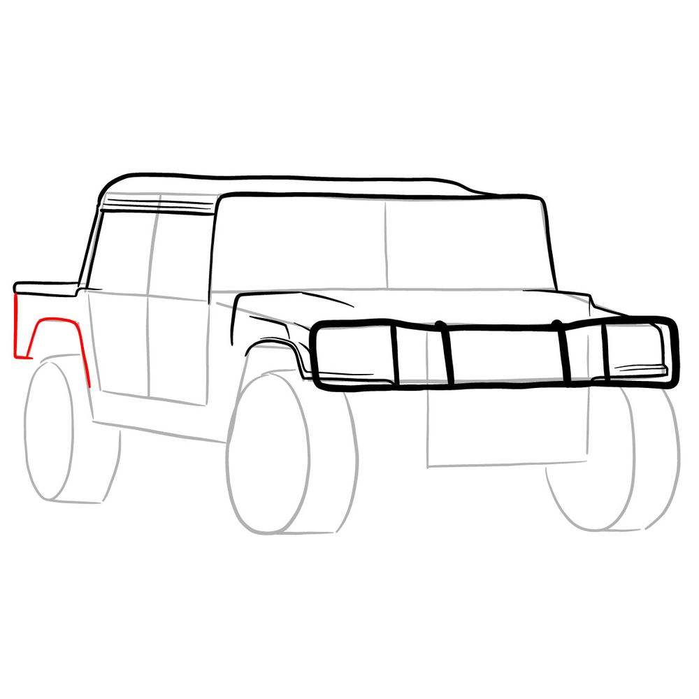 How to draw Hummer H1 Alpha 2006 - step 12