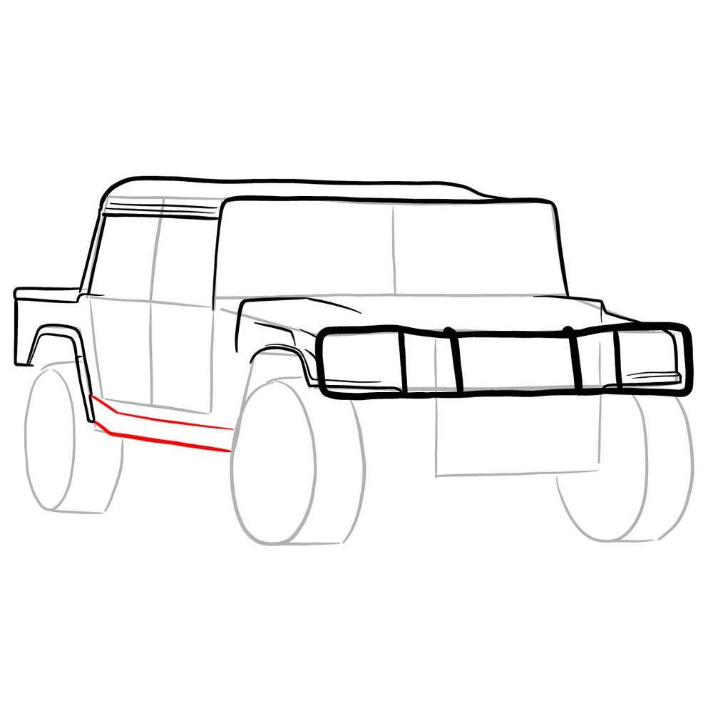 How to draw Hummer H1 Alpha 2006 - step 14