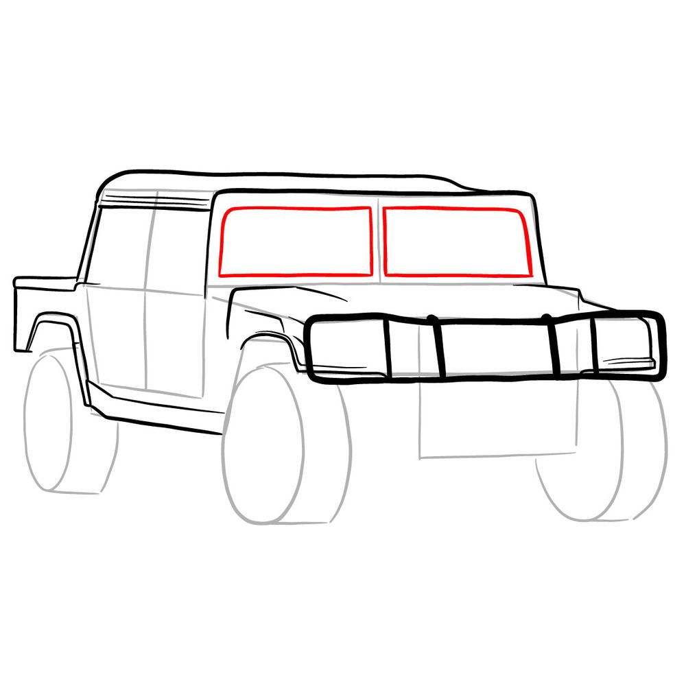 How to draw Hummer H1 Alpha 2006 - step 15