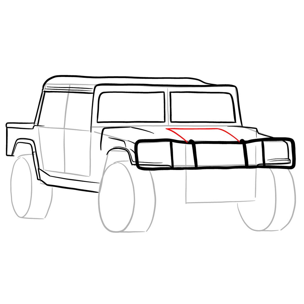 How to draw Hummer H1 Alpha 2006 - step 16