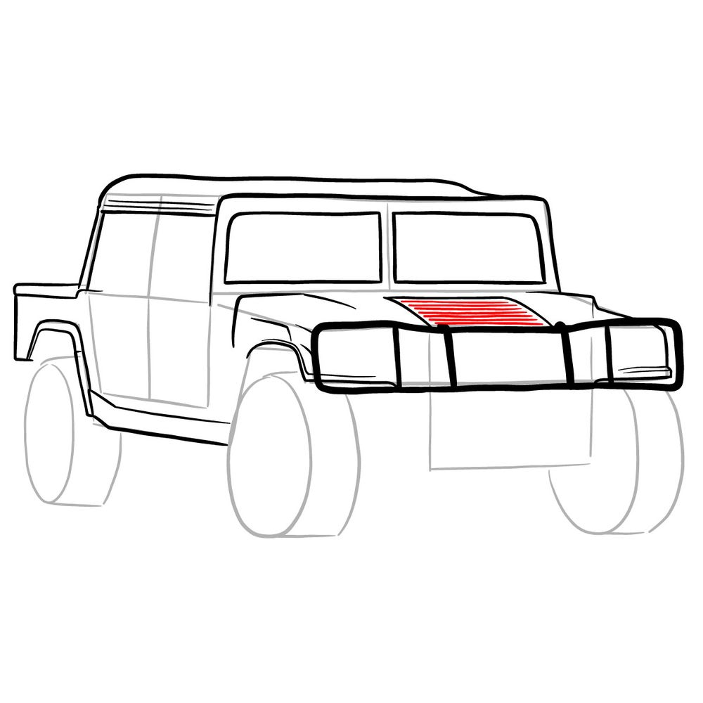 How to draw Hummer H1 Alpha 2006 - step 17