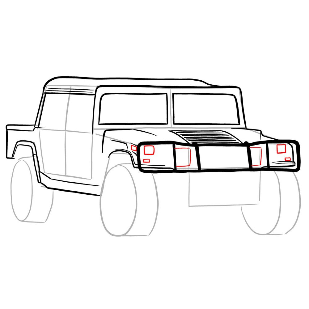 How to draw Hummer H1 Alpha 2006 - step 18