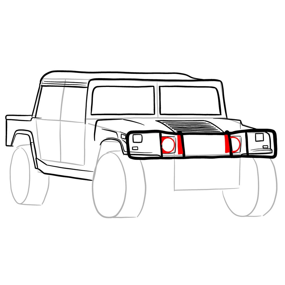 How to draw Hummer H1 Alpha 2006 - step 19