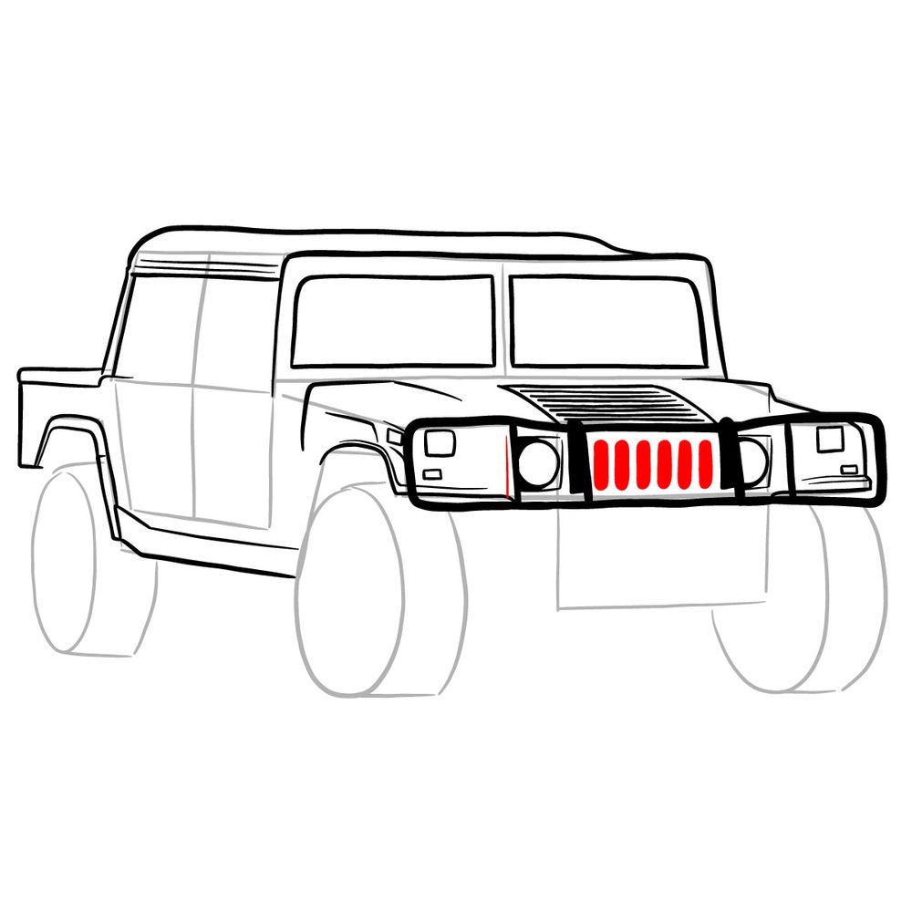 How to draw Hummer H1 Alpha 2006 - step 20