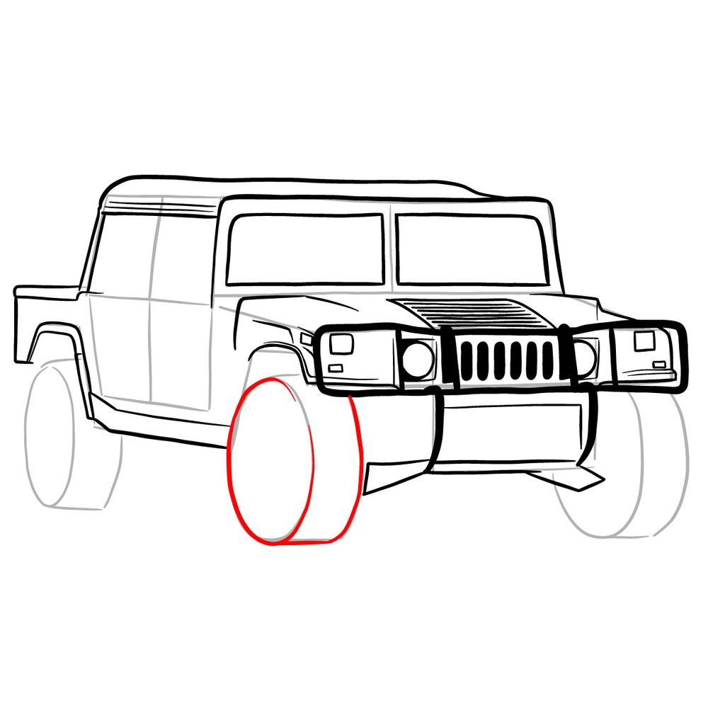 How to draw Hummer H1 Alpha 2006 - step 23