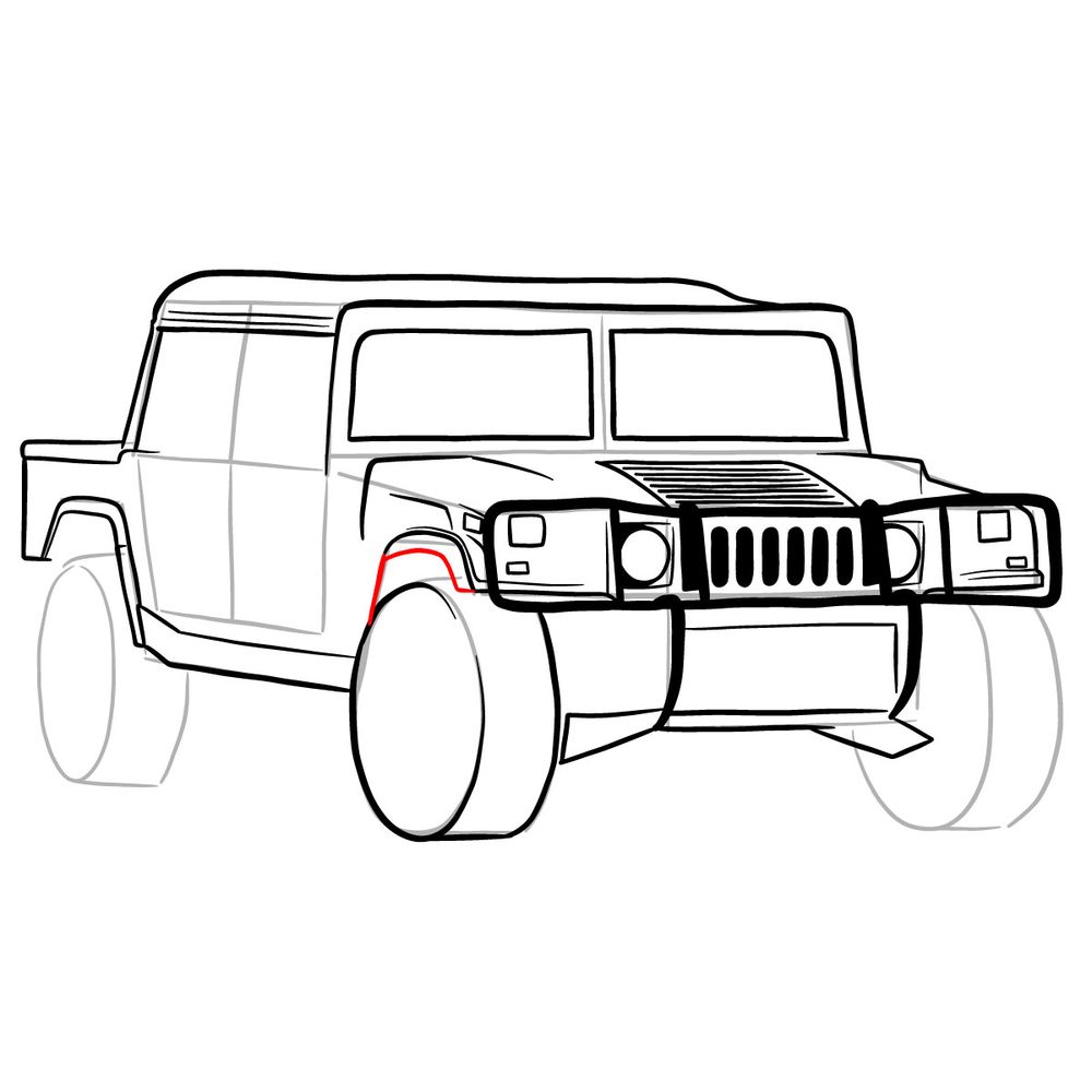 How to draw Hummer H1 Alpha 2006 - step 24