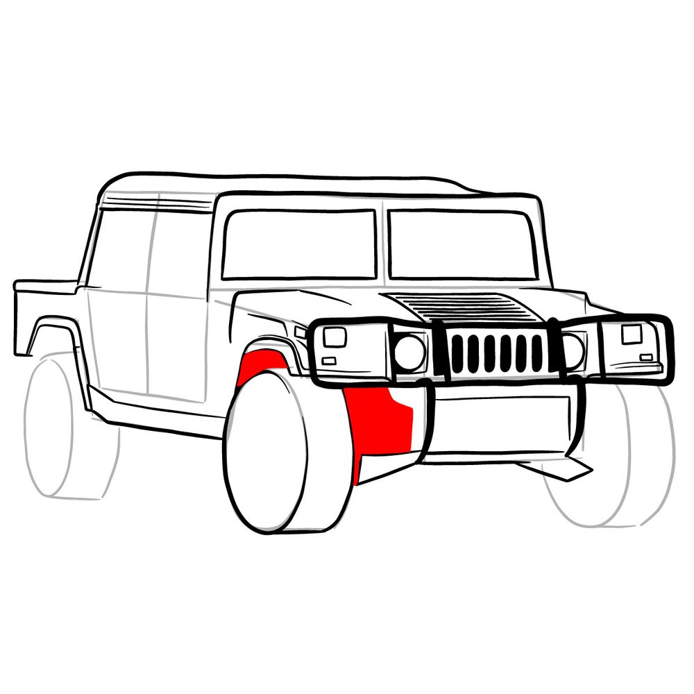 How to draw Hummer H1 Alpha 2006 - step 25