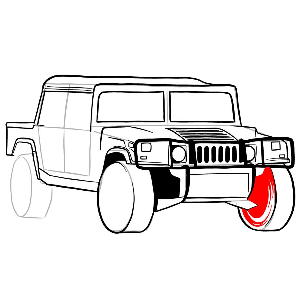 How to draw Hummer H1 Alpha 2006 - step 27
