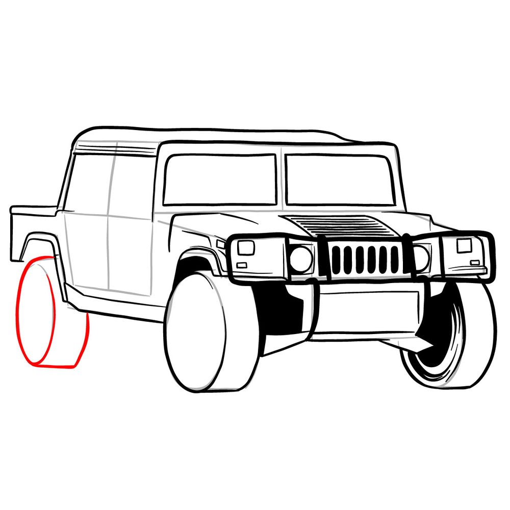 How to draw Hummer H1 Alpha 2006 - step 28