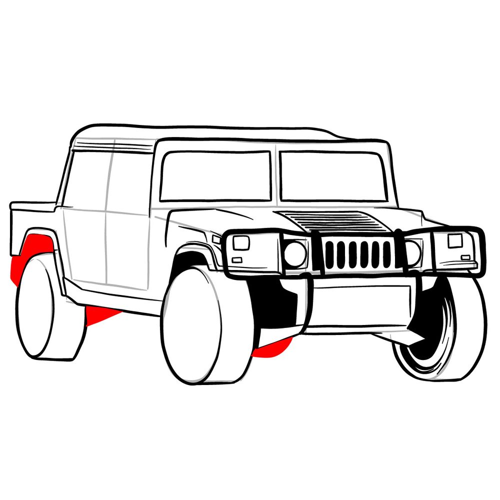 How to draw Hummer H1 Alpha 2006 - step 29