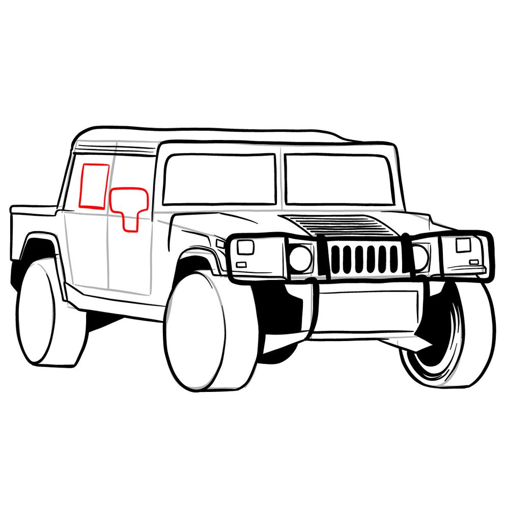 How to draw Hummer H1 Alpha 2006 - step 30