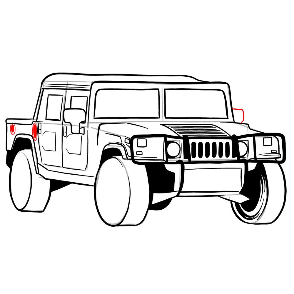 How to draw Hummer H1 Alpha 2006 - step 33
