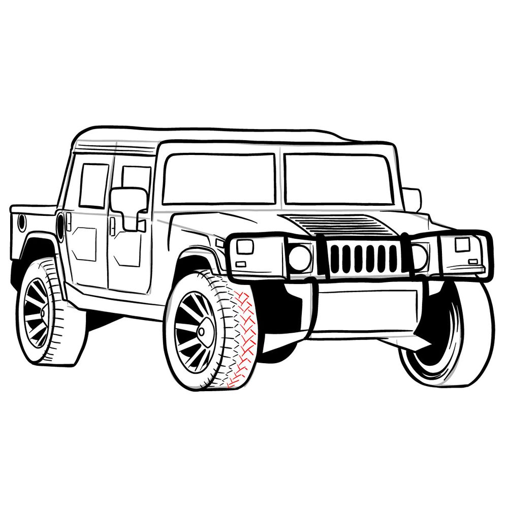 How to draw Hummer H1 Alpha 2006 - step 38