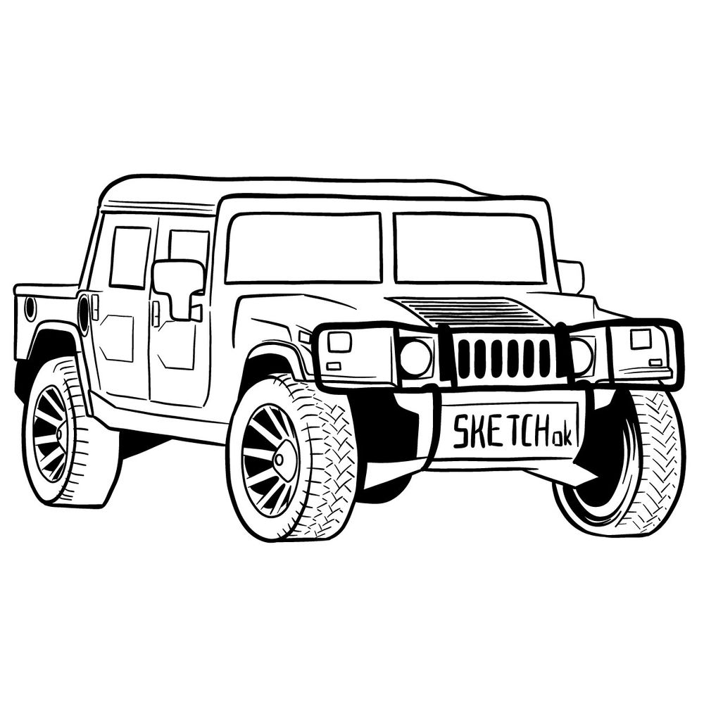 How to Draw a 2006 Hummer H1 Alpha Sketch the Beast of the OffRoad World