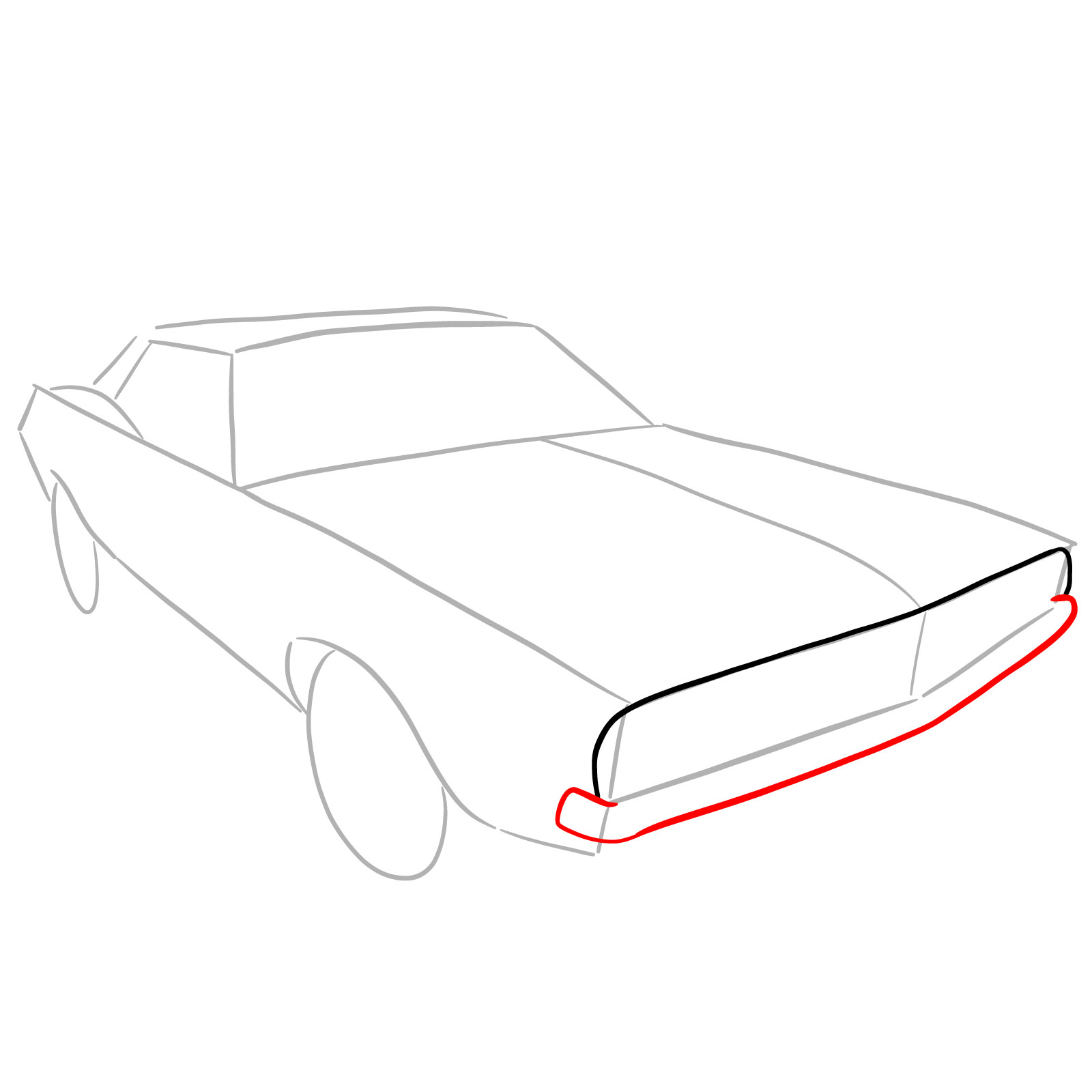 How to draw Dodge Challenger 1970 - step 05