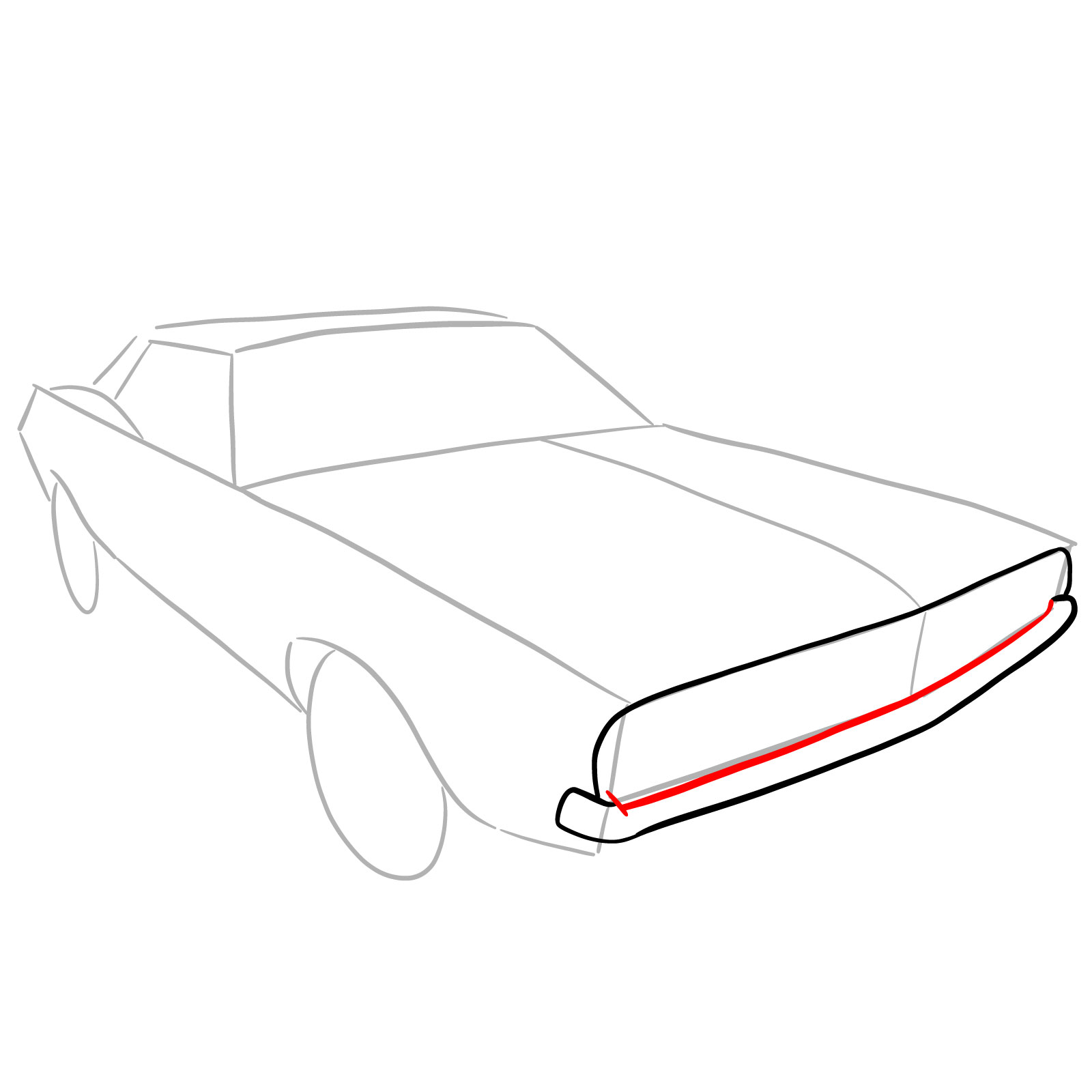 How to draw Dodge Challenger 1970 - step 06