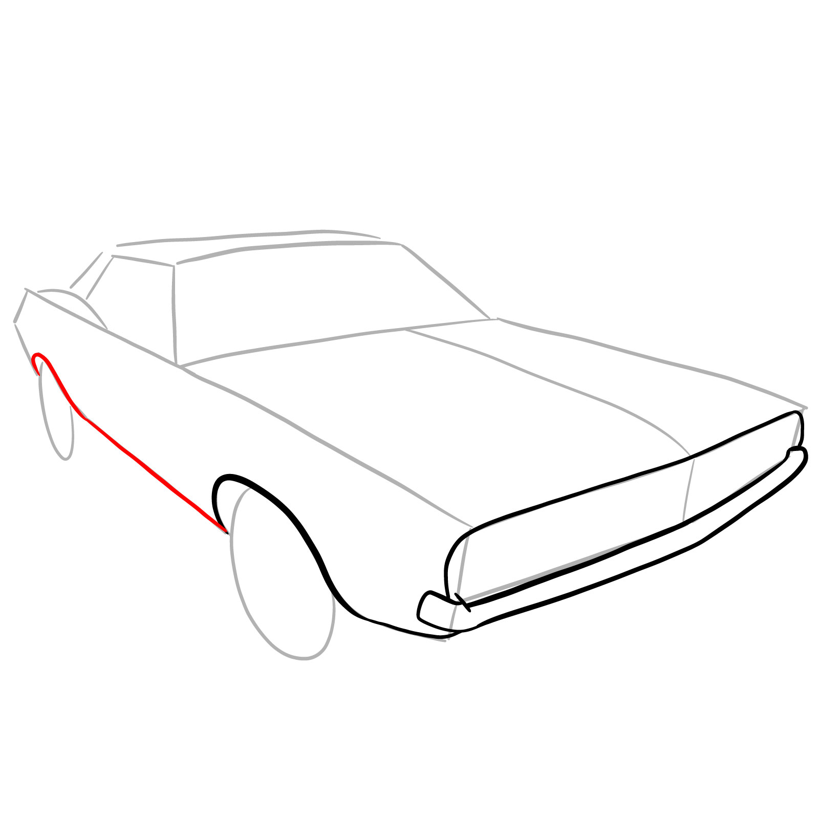 How to draw Dodge Challenger 1970 - step 08
