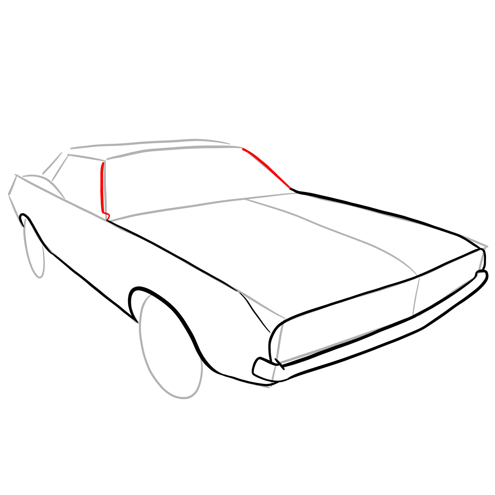 How to draw Dodge Challenger 1970 - step 10