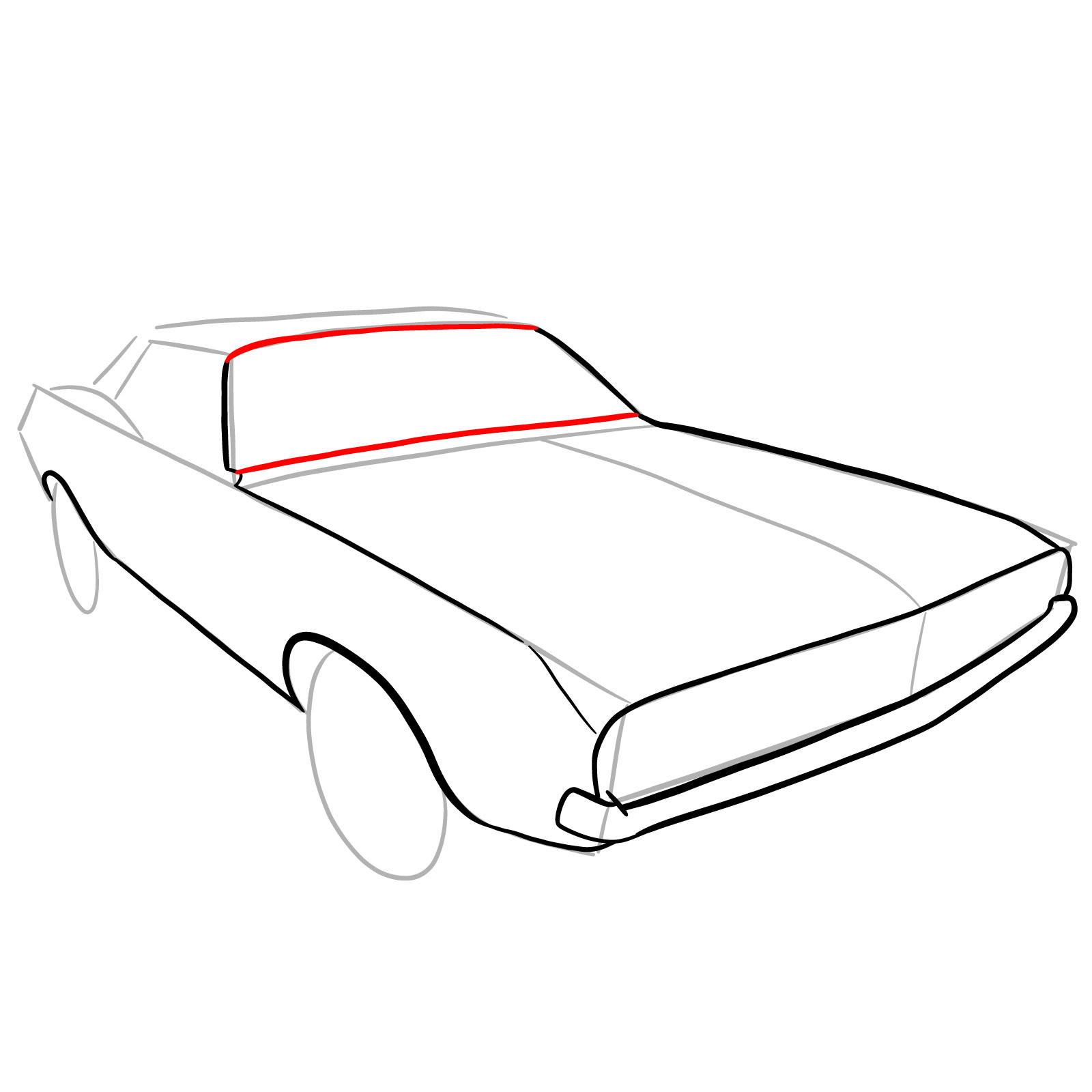 How to draw Dodge Challenger 1970 - step 11