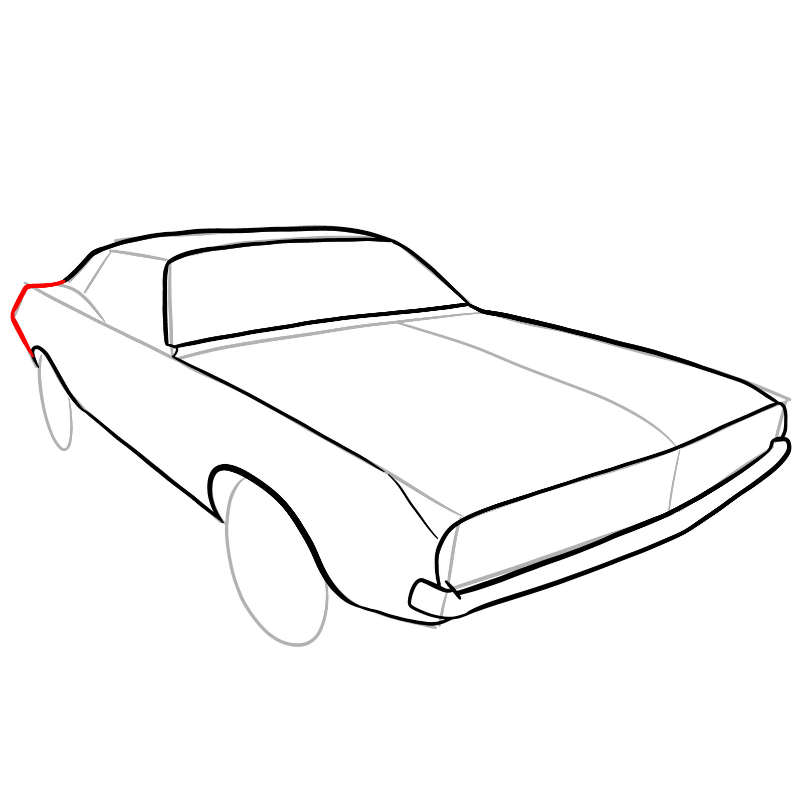 How to draw Dodge Challenger 1970 - step 13