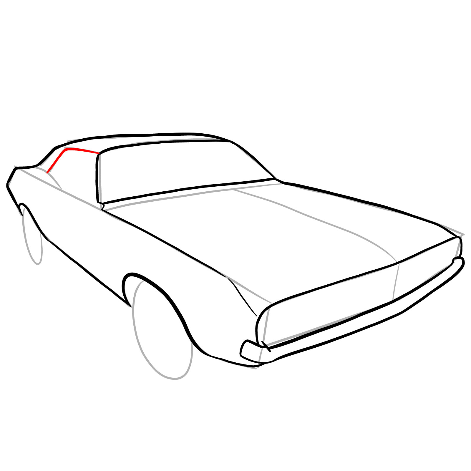 How to draw Dodge Challenger 1970 - step 14
