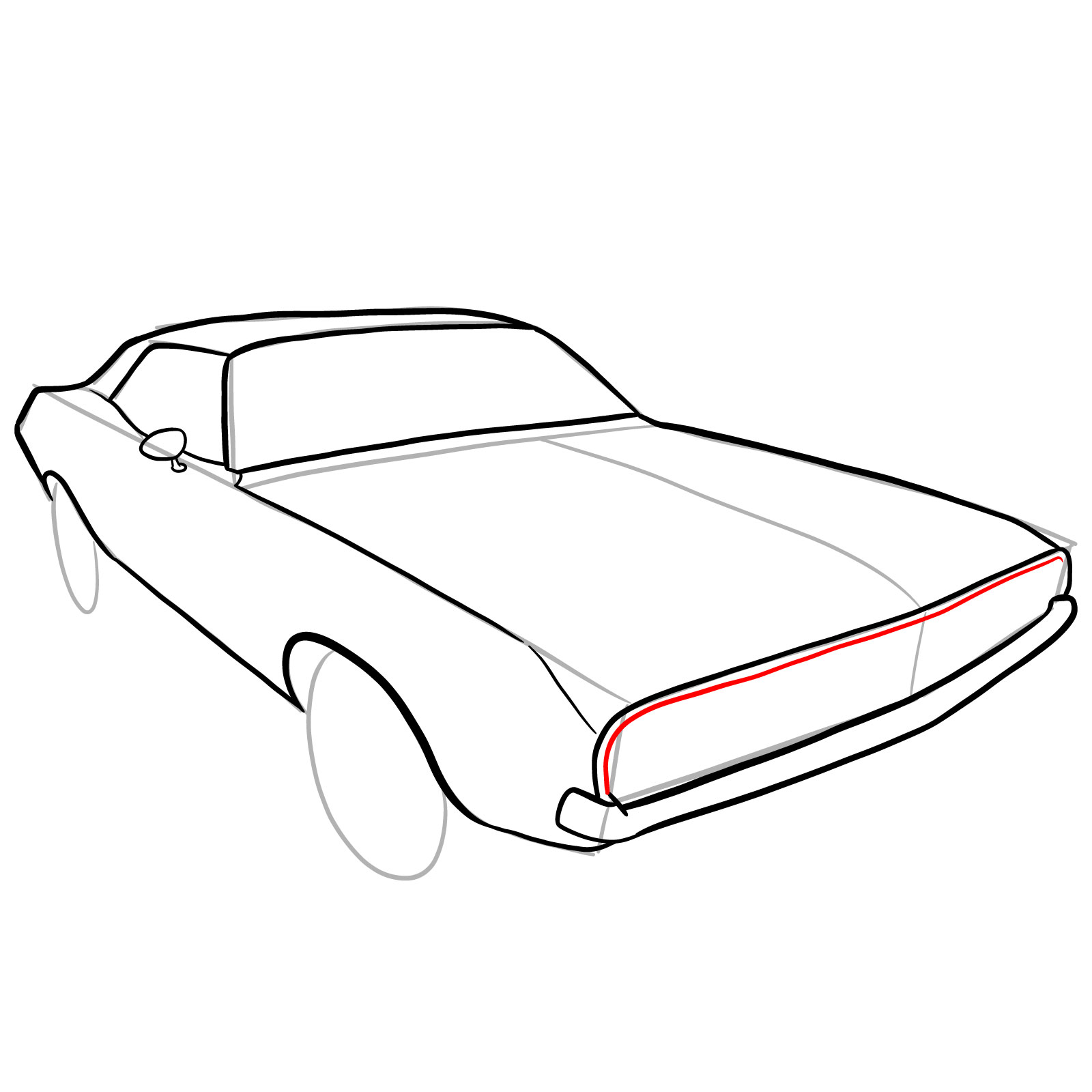 How to draw Dodge Challenger 1970 - step 17