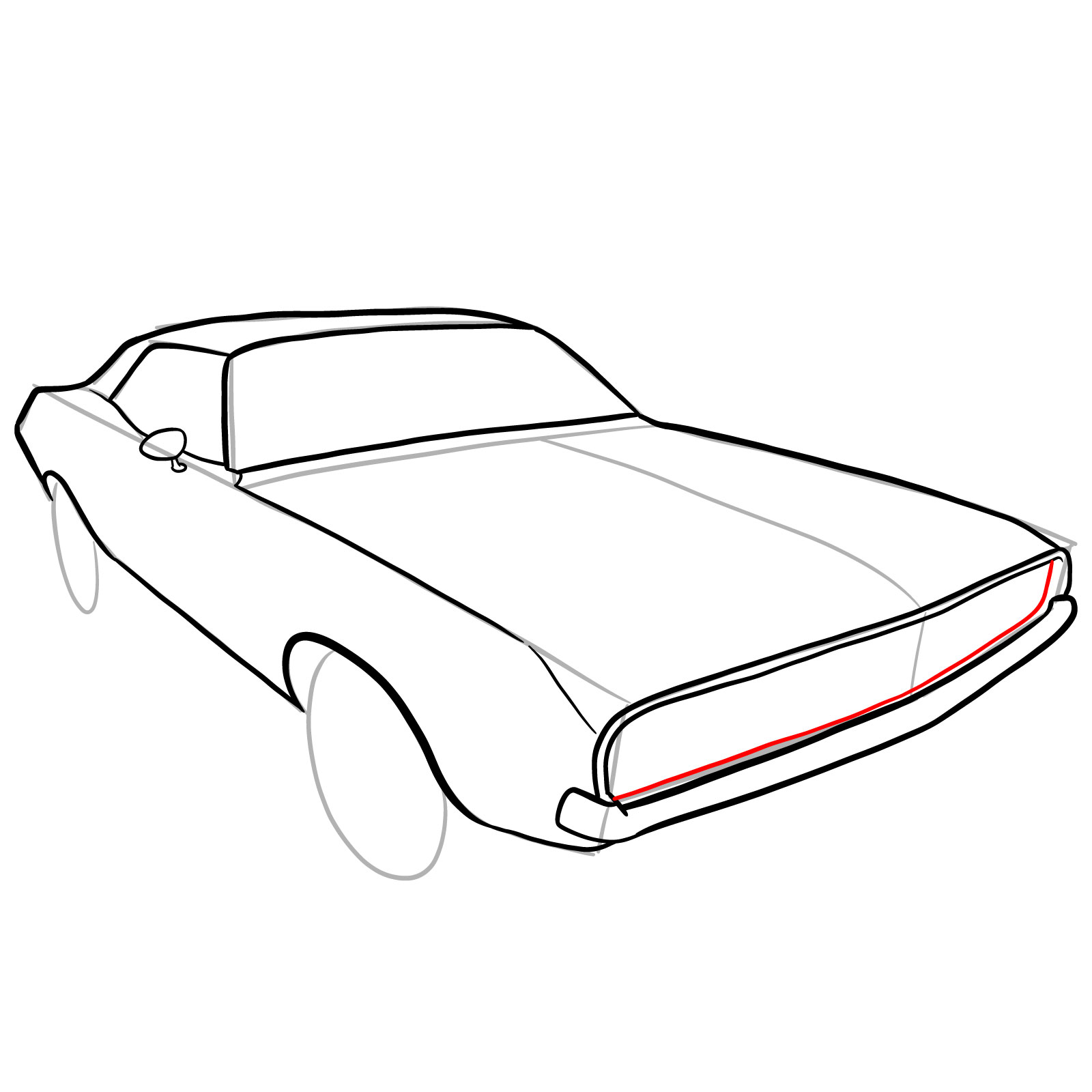 How to draw Dodge Challenger 1970 - step 18