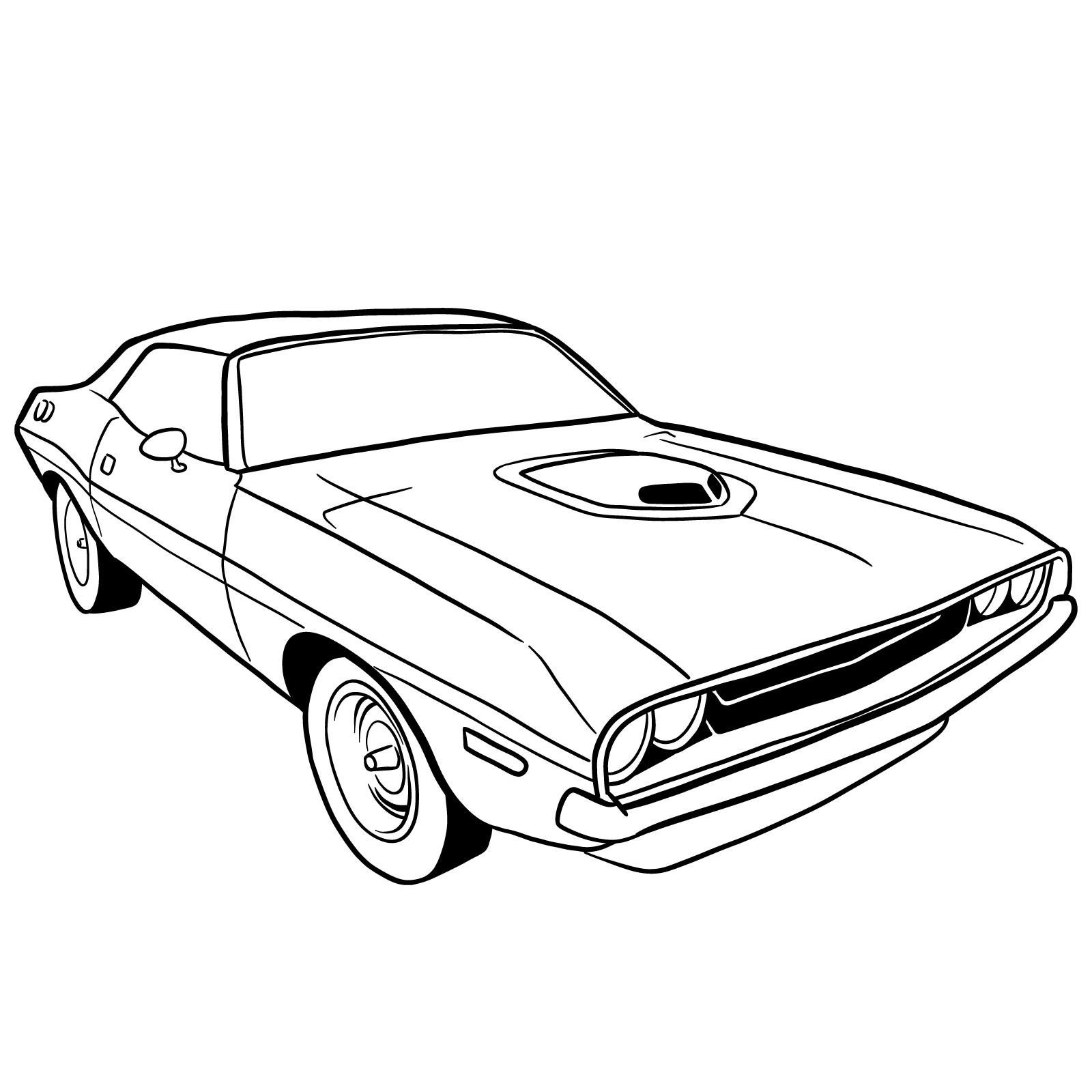 How to draw Dodge Challenger 1970 - coloring