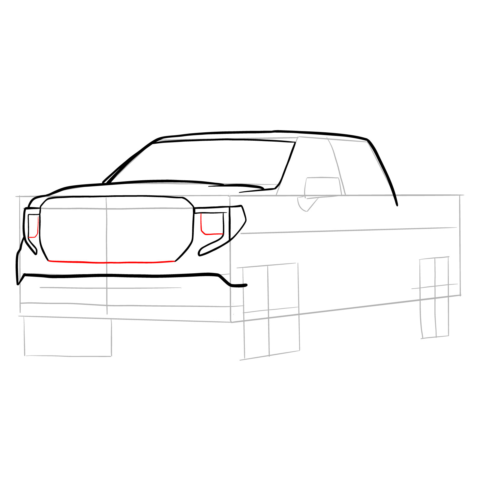 How to draw GMC Sierra 2020 - step 11