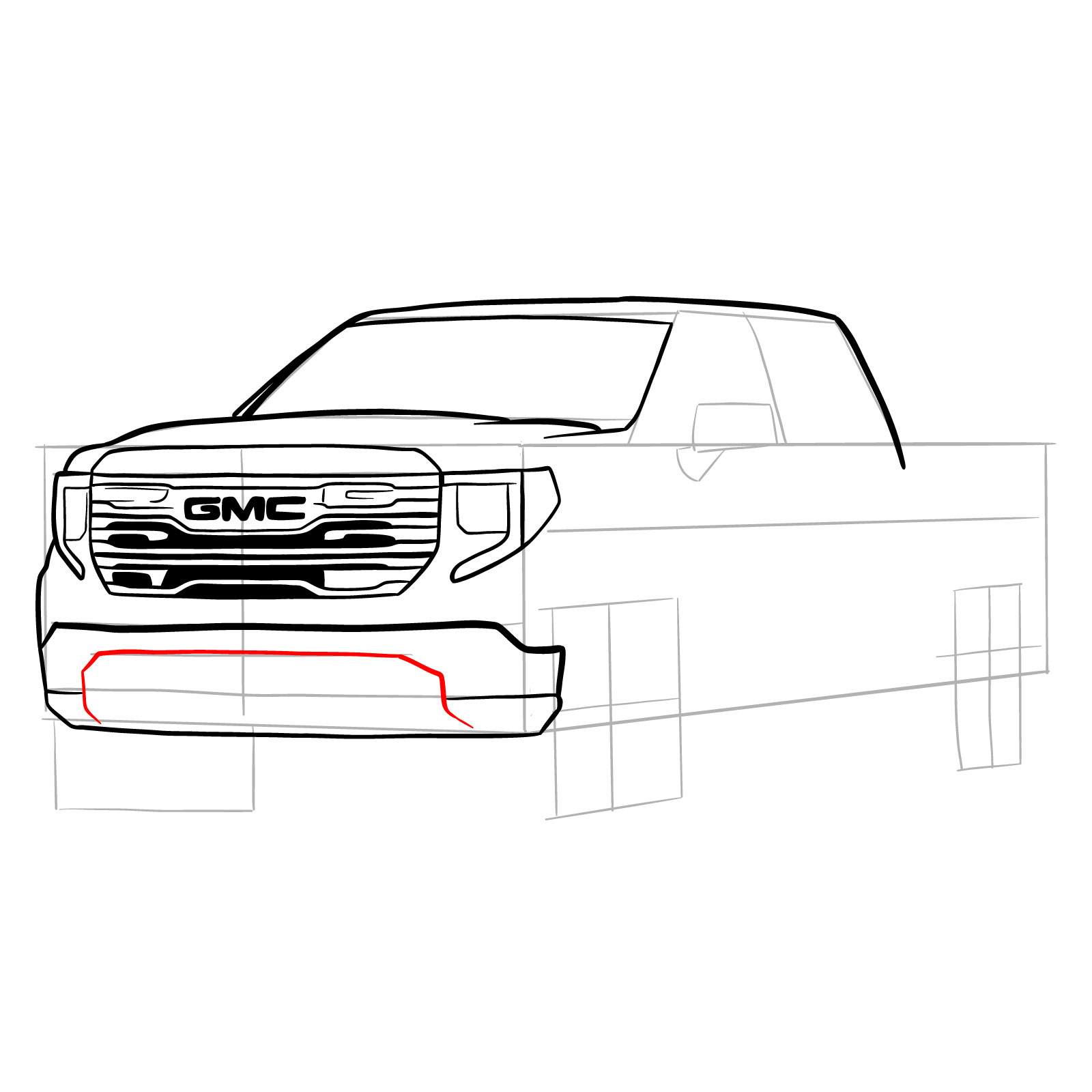 How to draw GMC Sierra 2020 - step 18