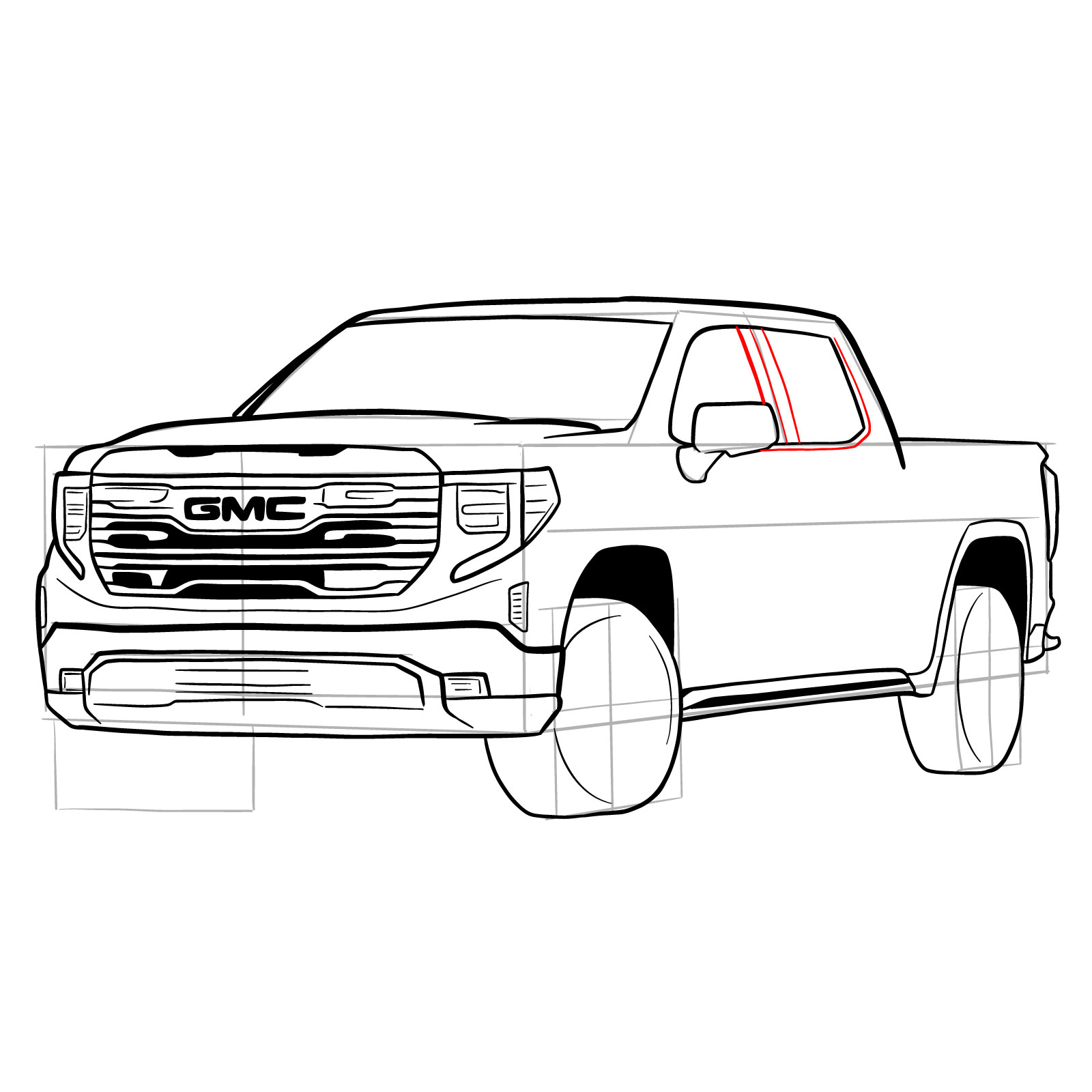 How to draw GMC Sierra 2020 - step 29