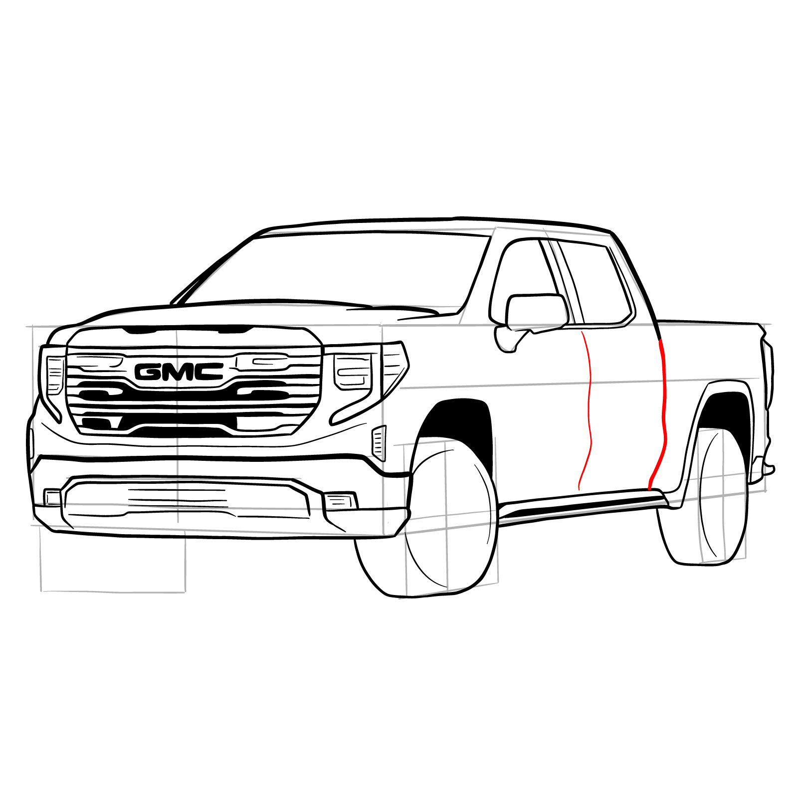 How to draw GMC Sierra 2020 - step 30