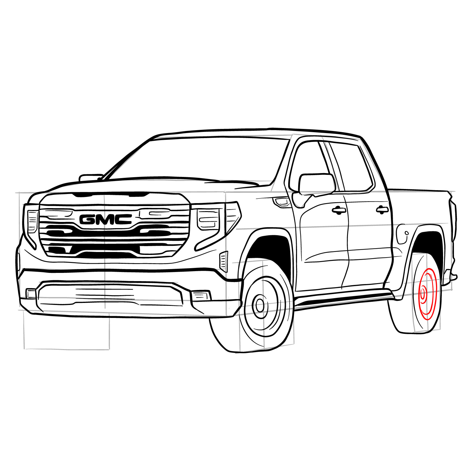 How to draw GMC Sierra 2020 - step 36