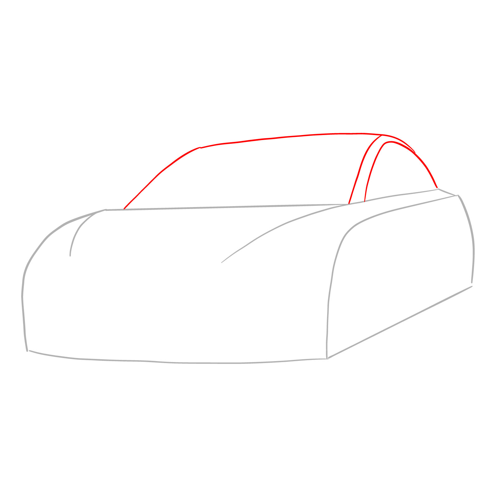 How to draw 2021 Tesla Model 3 - step 02